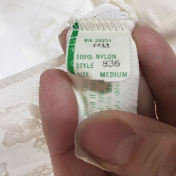 Vintage Jenelle M Tall White Negligee Peignor SET Sheer Chiffon Floral Lace Puff - Picture 11 of 11